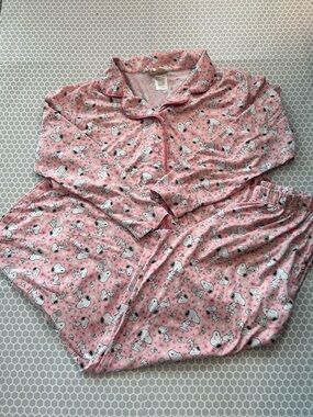 munki munki Peanuts Pink Snoopy Print Pajama Set.  Lounge wear     Size XL